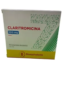 Envase de Claritromicina 500 mg x 14 comprimidos