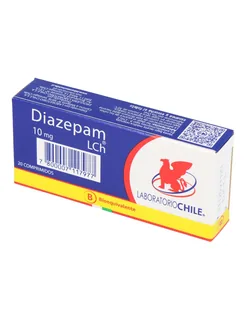 Envase de Diazepam 10 mg x 20 comprimidos