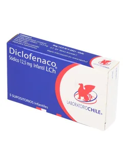 Envase de Diclofenaco infantil 12,5 mg x 5 supositorios