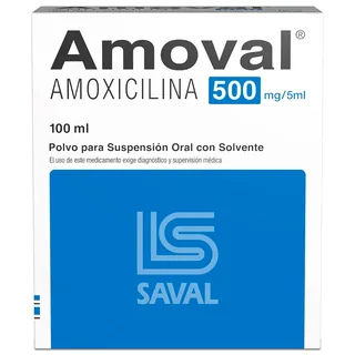 Envase de Amoval 500mg /5ml x 100ml
