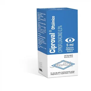 Envase de Ciproval 0,3% x 5 ml solucion oftalmica