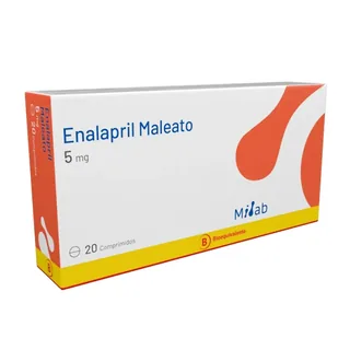 Envase de Enalapril 5 mg x 20 comprimidos milab