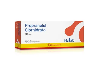 Envase de Propranolol 10 mg x 20 comprimidos