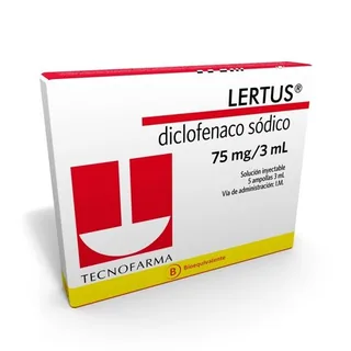 Envase de Lertus 75mg x 5 ampollas