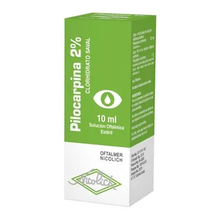 Envase de Pilocarpina solución oftálmica 2% x 10 ml