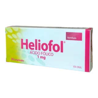 Envase de Heliofol 1 mg x 30 comprimidos cenabast