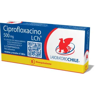 Envase de Ciprofloxacino 500 mg x 6 comprimidos