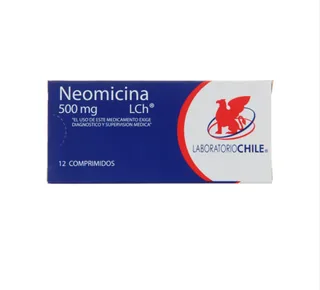 Envase de Neomicina 500 mg x 12 comprimidos