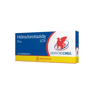 Envase de Hidroclorotiazida 50 mg x 20 comprimidos
