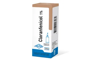 Envase de Cloranfenicol ungüento oftálmico 1% x 3.5 gr