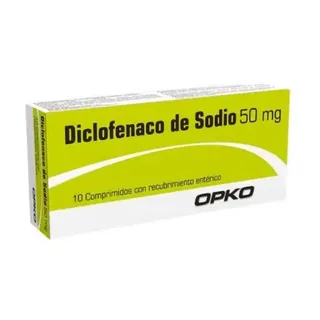 Envase de Diclofenaco 50mg x 10 comprimidos