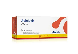 Envase de Aciclovir 200mg x 24 comprimidos