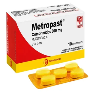 Envase de Metropast 500 mg x 10 comprimidos