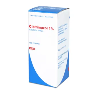 Envase de Clotrimazol solucion topica 1% x 20 ml