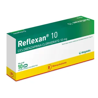 Envase de Reflexan 10 mg x 10 comprimidos