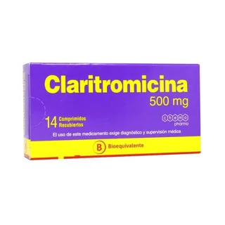 Envase de Claritromicina 500 mg x 14 comprimidos
