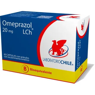 Envase de Omeprazol 20 mg x 60 capsulas con recubrimiento enterico