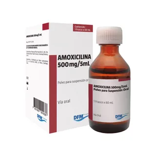 Envase de Amoxicila 500mg/5ml x 60 ml suspension