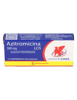 Envase de Azitromicina 500mg x 3 comprimidos