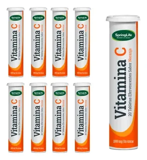 Envase de Vitamina c efervescente 1000 mg naranja x 20 tab