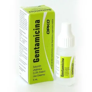 Envase de Gentamicina solución oftalmológica 0,3% x 5ml opko