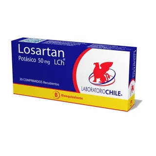 Envase de Losartan 50 mg x 30 comprimidos