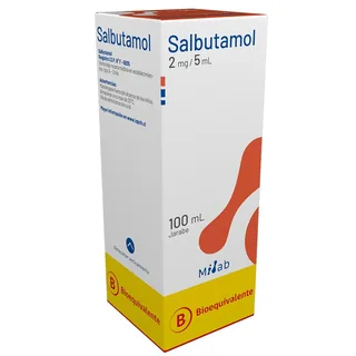 Envase de Salbutamol jarabe 2 mg / 5 ml x 100 ml