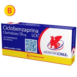 Envase de Ciclobenzaprina 10 mg x 20 comprimidos