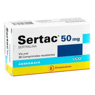 Envase de Sertac 50 mg x 30 comprimidos