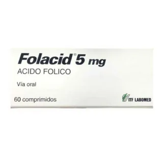 Envase de Folacid 5 mg x 60 comprimidos – itf labomed