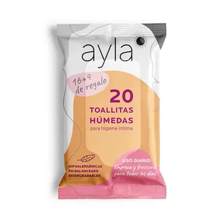 Envase de Ayla toalla humeda higiene intima x 20