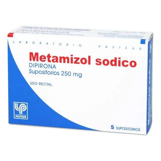 Envase de Metamizol sodico 250 mg x 5 supositorios
