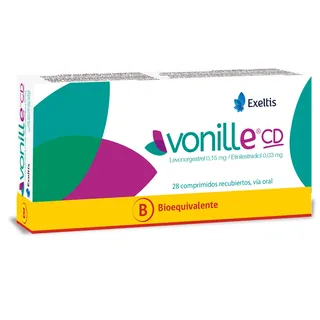 Envase de Vonille cd 0,03 mg / 0,15 mg x 28 comprimidos