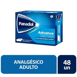 Envase de Panadol advance 500mg x 48 comprimidos recubiertos