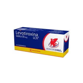 Envase de Levotiroxina sodica 50 mcg x 56 comprimidos