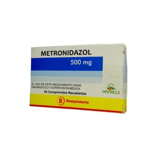 Envase de Metronidazol 500 mg x 20 comprimidos