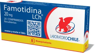 Envase de Famotidina 20 mg x 20 comprimidos laboratorio chile