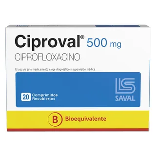Envase de Ciprofloxacino 500 mg x 20 comp cenabast