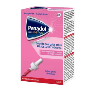 Envase de Panadol gotas 100 mg / ml x 15 ml