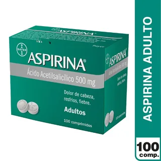 Envase de Aspirina 500 mg x 100 comprimidos bayer