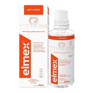 Envase de Elmex enjuague bucal anticaries x 400 ml
