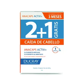 Envase de Ducray anacaps 30caps pack x 3