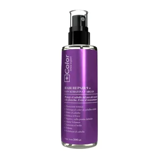 Envase de Protector termico keratina argan x 200 ml mas color