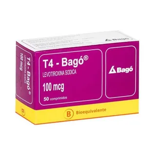 Envase de T4 bago 100 mcg x 50 comprimidos