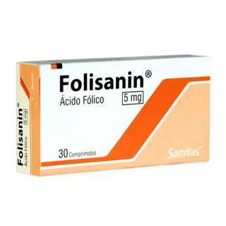 Envase de Folisanin 5 mg x 30 comprimidos